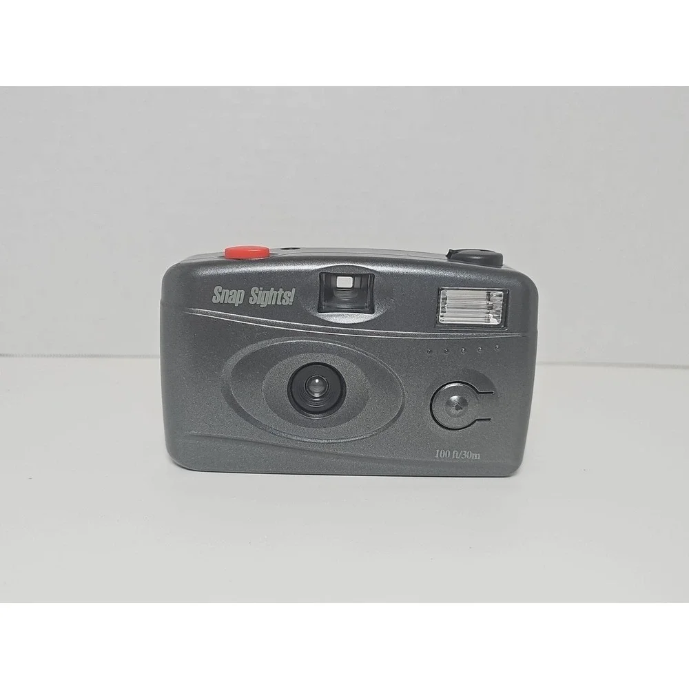 Vintage Snap Sights Gray Poratble 35mm Point & Shoot Film Camera Built In Flash